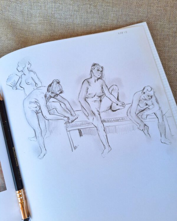 Ballerina figures of Degas drawn by Anouschka van Wettum